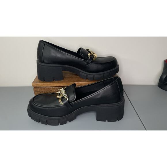 Steve Madden Y2K Chunky Loafers Chainlink Platform Lug Sole Heel Dark Goth Sz 10 - Picture 3 of 12